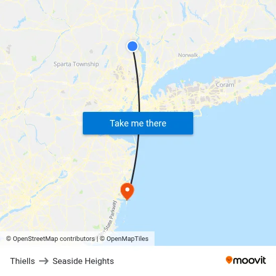 Thiells to Seaside Heights map
