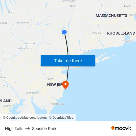 High Falls to Seaside Park map