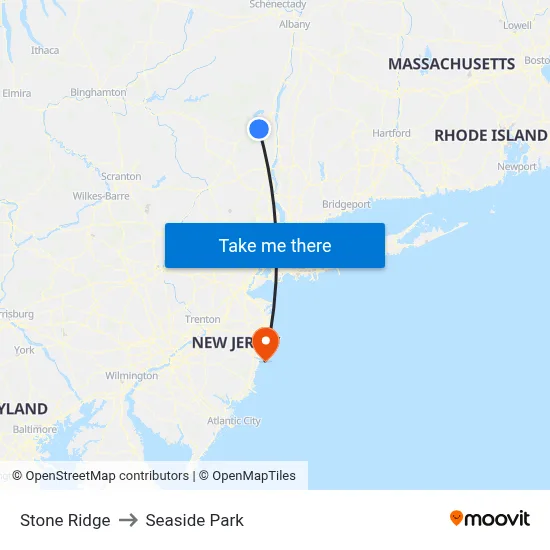 Stone Ridge to Seaside Park map
