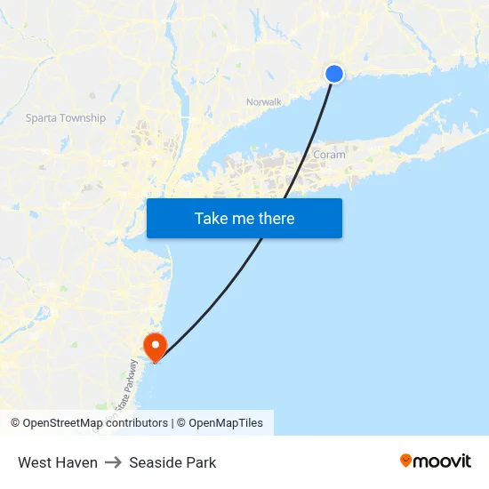 West Haven to Seaside Park map