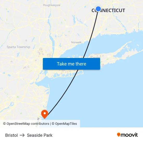 Bristol to Seaside Park map