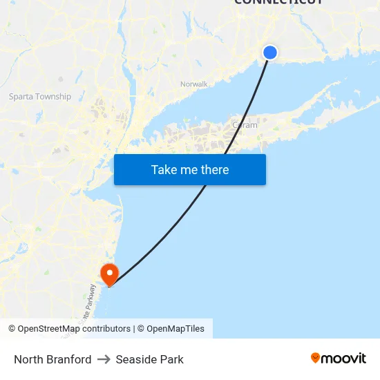 North Branford to Seaside Park map