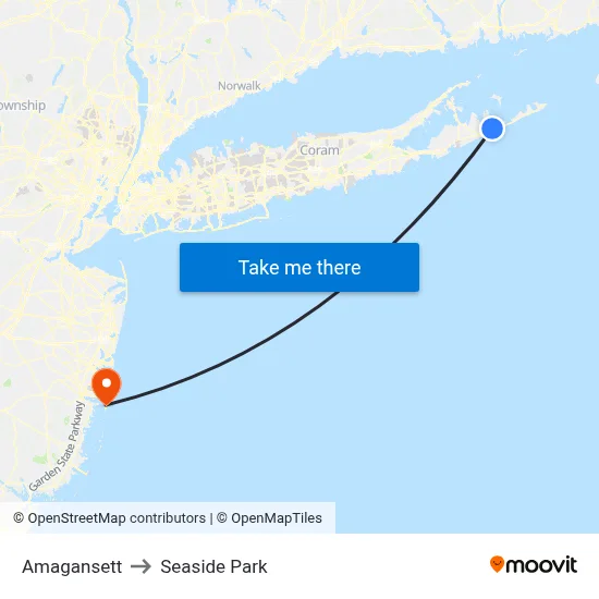 Amagansett to Seaside Park map