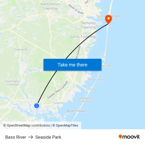 Bass River to Seaside Park map