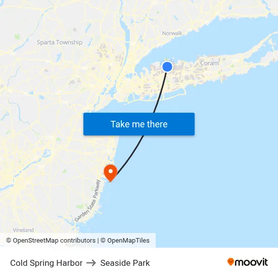 Cold Spring Harbor to Seaside Park map