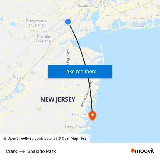 Clark to Seaside Park map