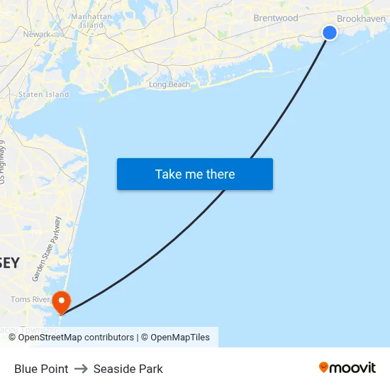Blue Point to Seaside Park map