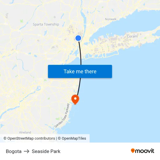 Bogota to Seaside Park map