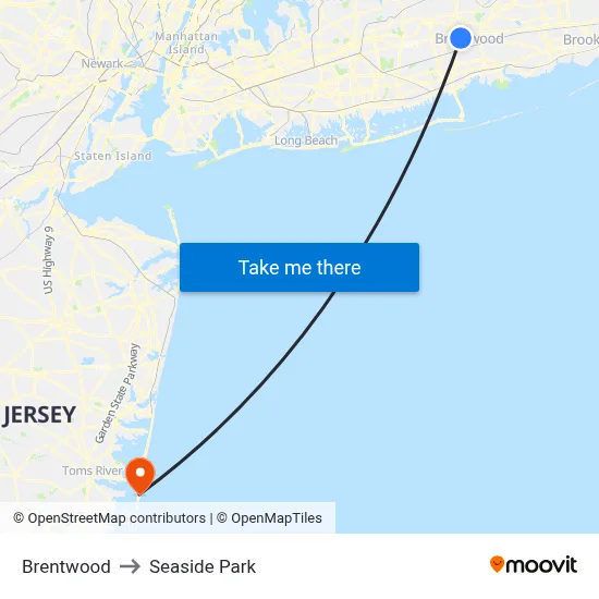 Brentwood to Seaside Park map