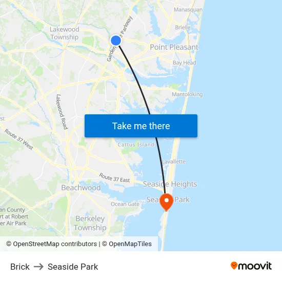 Brick to Seaside Park map