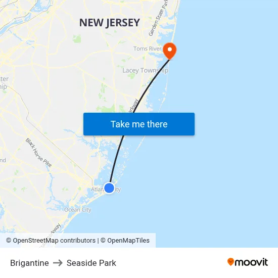 Brigantine to Seaside Park map