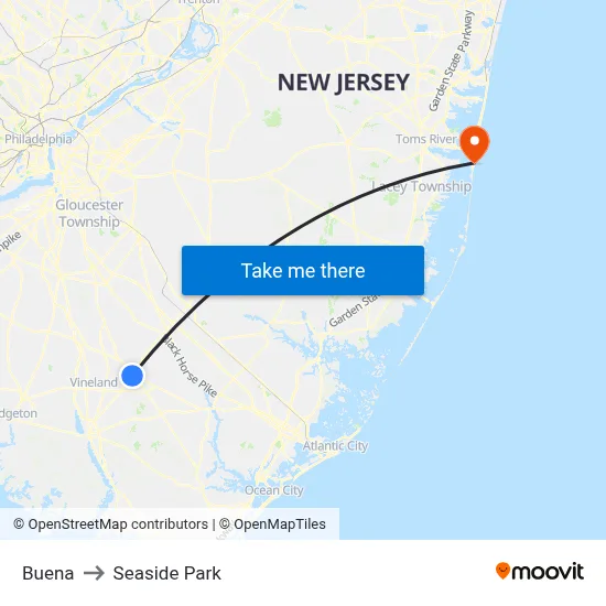 Buena to Seaside Park map