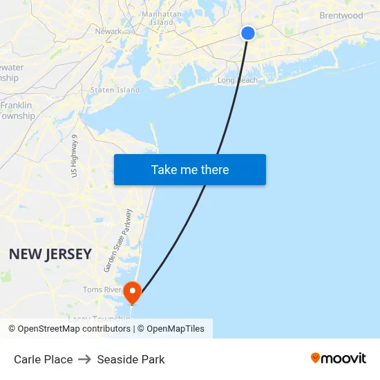 Carle Place to Seaside Park map