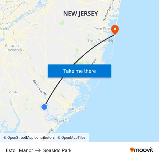 Estell Manor to Seaside Park map