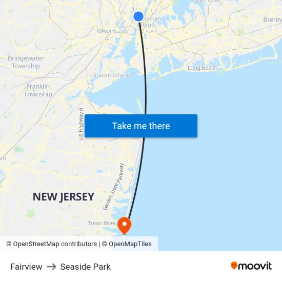 Fairview to Seaside Park map