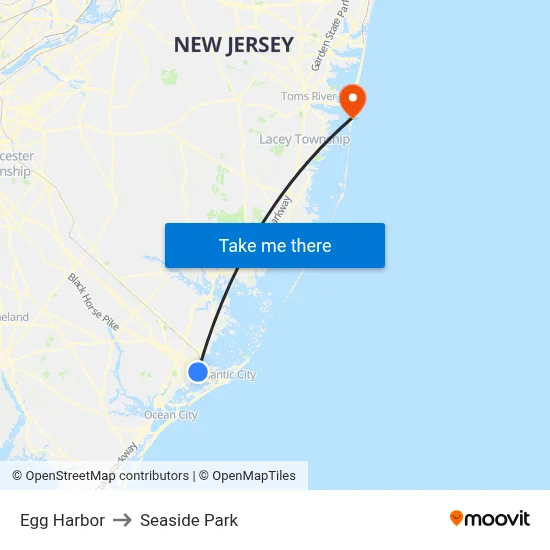 Egg Harbor to Seaside Park map