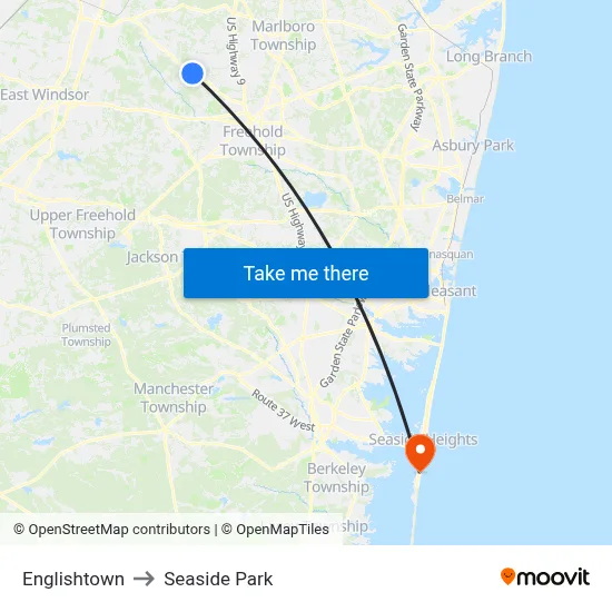 Englishtown to Seaside Park map