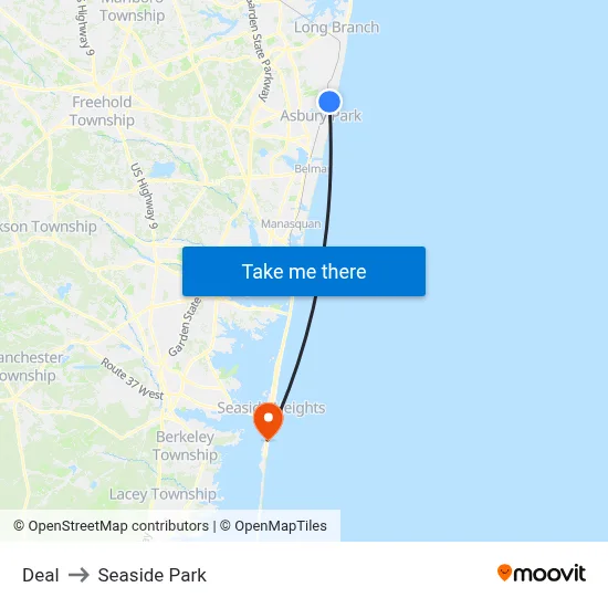 Deal to Seaside Park map