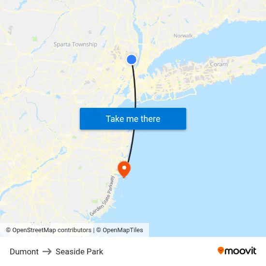 Dumont to Seaside Park map