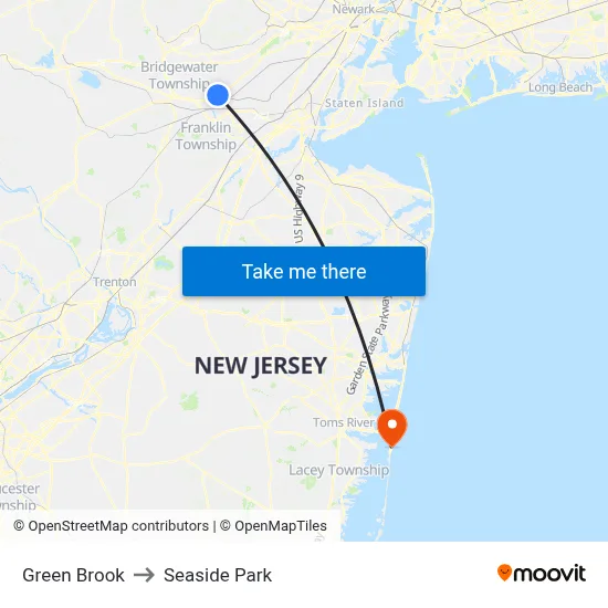 Green Brook to Seaside Park map