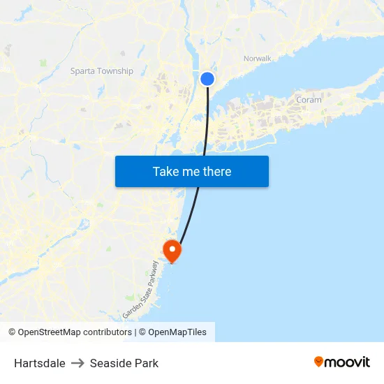 Hartsdale to Seaside Park map