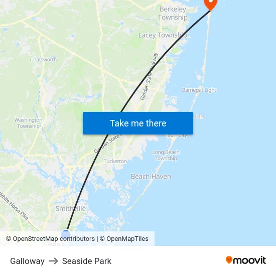 Galloway to Seaside Park map