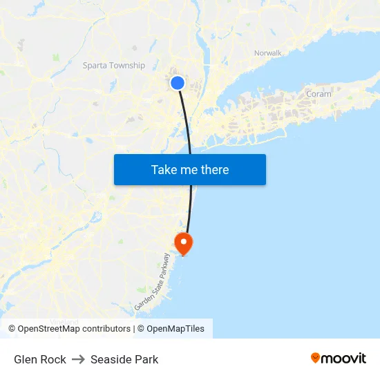 Glen Rock to Seaside Park map