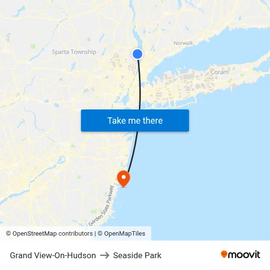 Grand View-On-Hudson to Seaside Park map