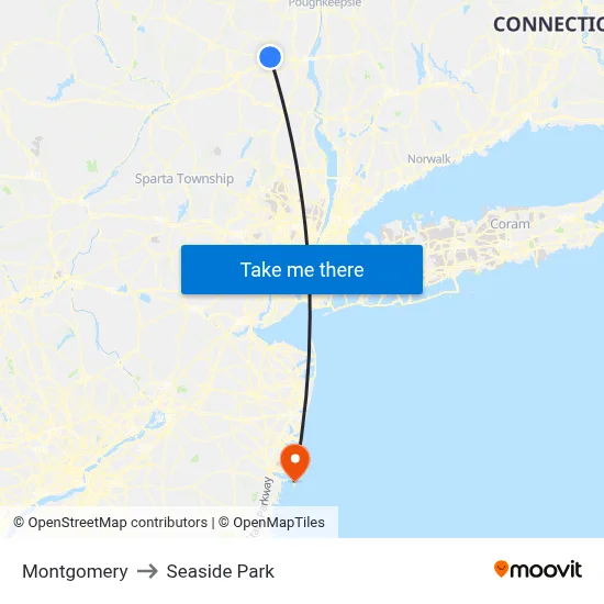 Montgomery to Seaside Park map