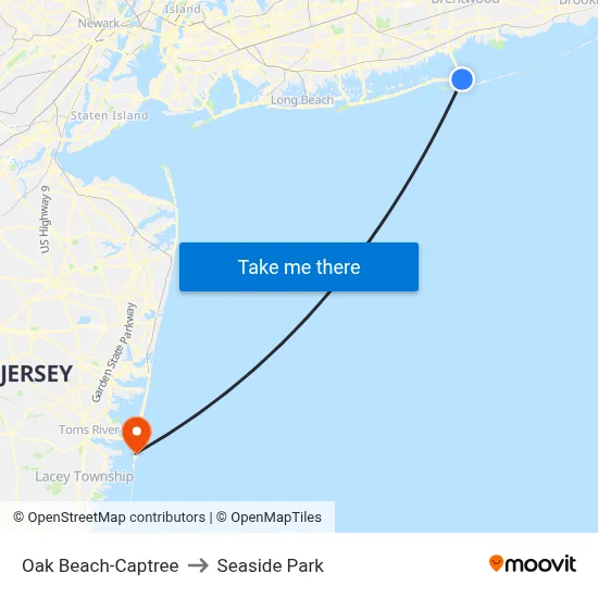 Oak Beach-Captree to Seaside Park map