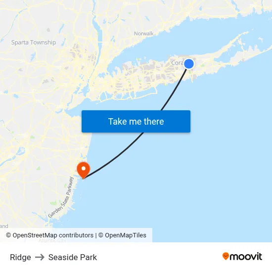 Ridge to Seaside Park map