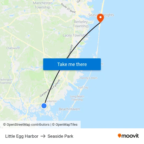 Little Egg Harbor to Seaside Park map