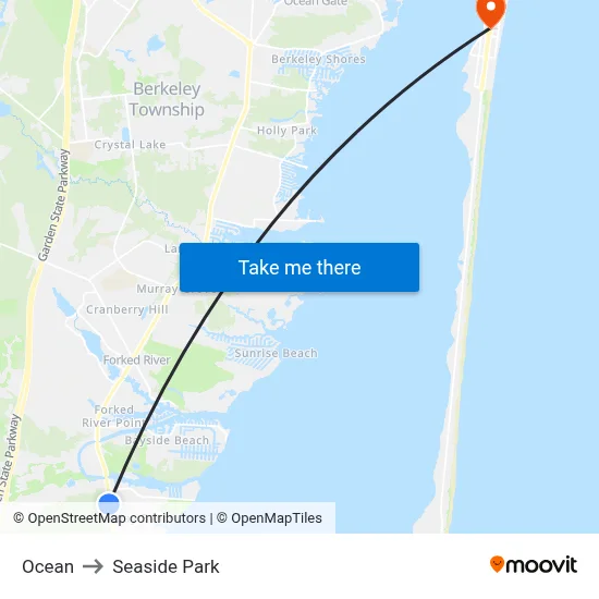 Ocean to Seaside Park map