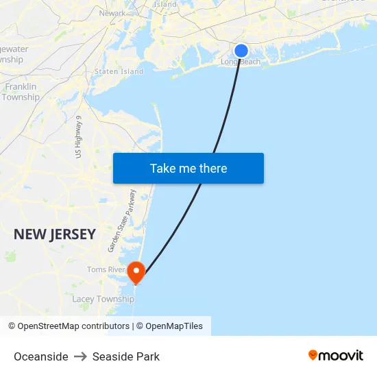 Oceanside to Seaside Park map