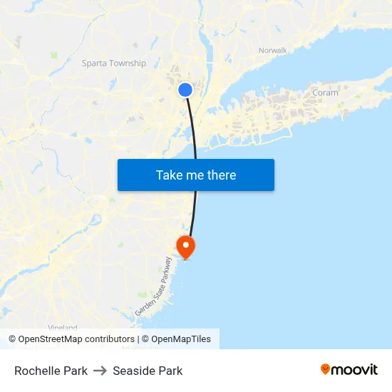 Rochelle Park to Seaside Park map