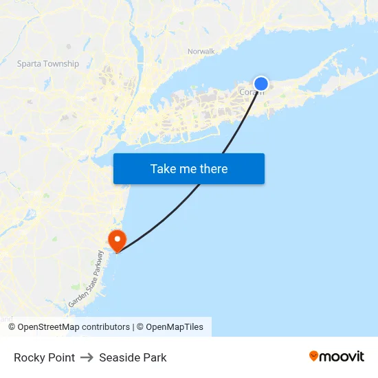 Rocky Point to Seaside Park map