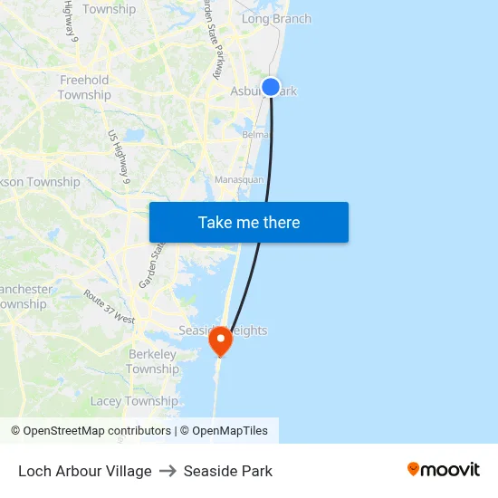 Loch Arbour Village to Seaside Park map