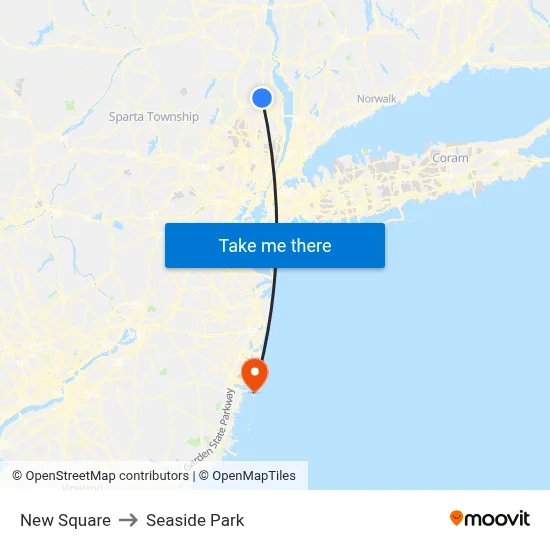 New Square to Seaside Park map