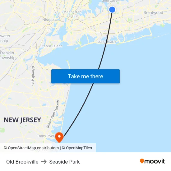Old Brookville to Seaside Park map