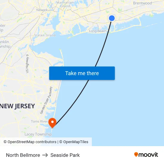 North Bellmore to Seaside Park map