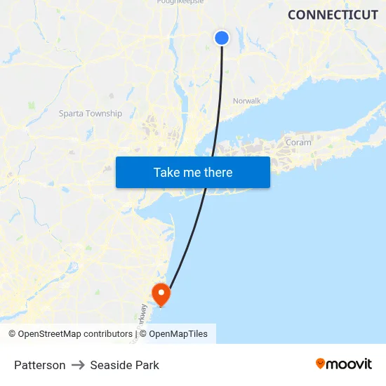 Patterson to Seaside Park map