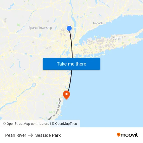 Pearl River to Seaside Park map