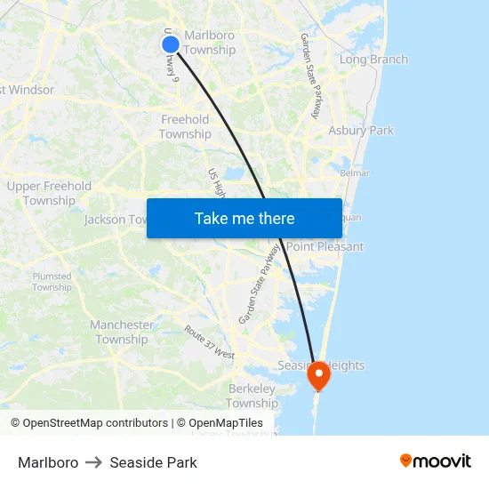 Marlboro to Seaside Park map