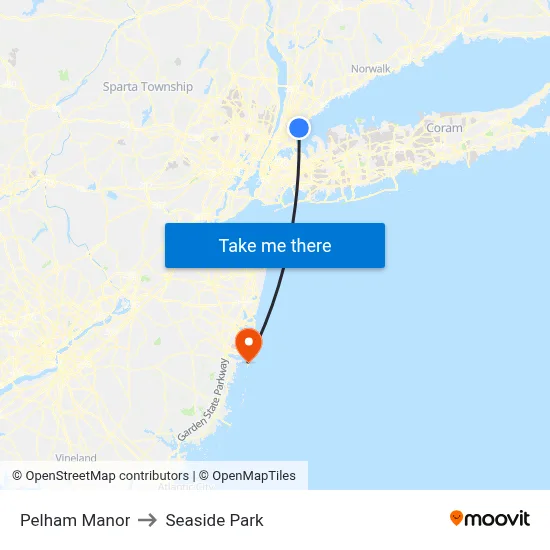 Pelham Manor to Seaside Park map