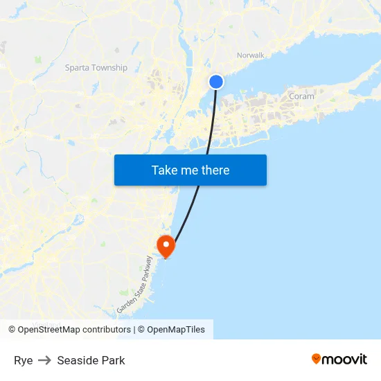 Rye to Seaside Park map