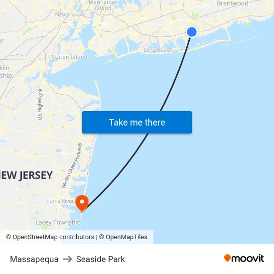 Massapequa to Seaside Park map