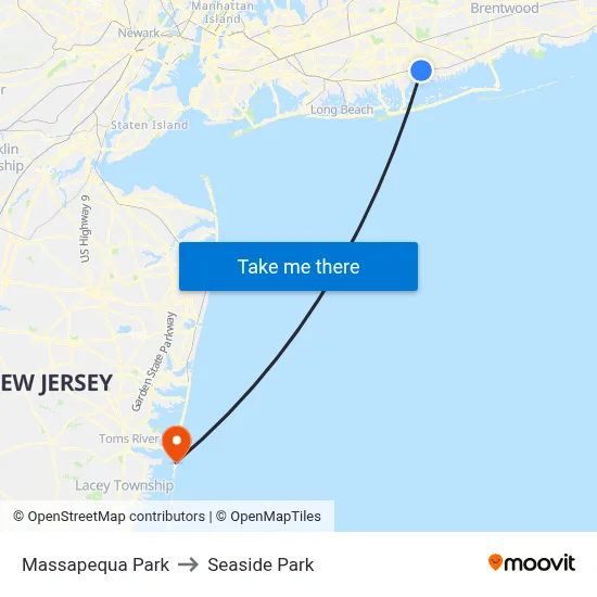 Massapequa Park to Seaside Park map