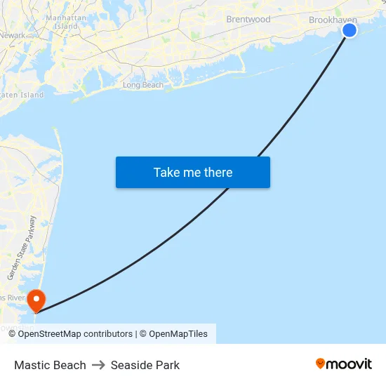 Mastic Beach to Seaside Park map