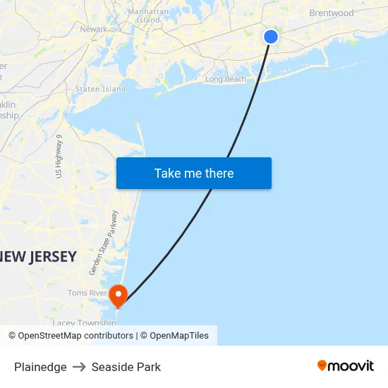 Plainedge to Seaside Park map