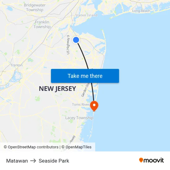 Matawan to Seaside Park map